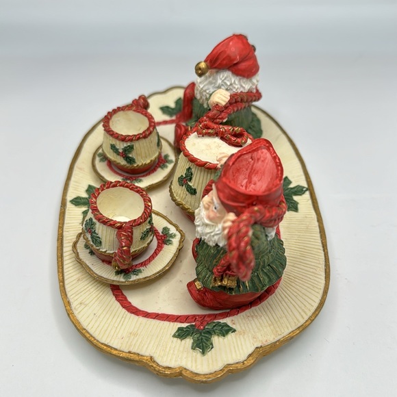 Vintage 1995 10 Piece Miniature Santa Claus Christmas Tea Set - Picture 3 of 9
